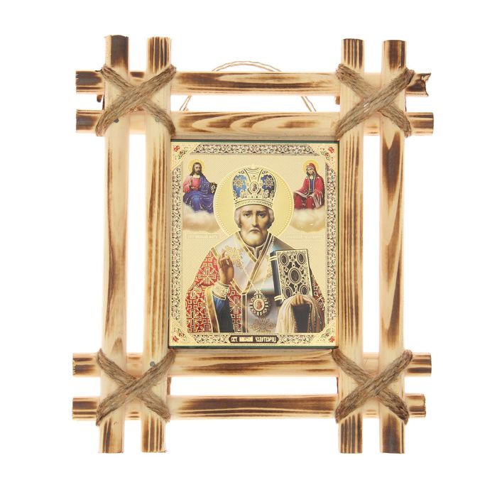 Икона в двойной рамке "Николай Чудотворец" средняя