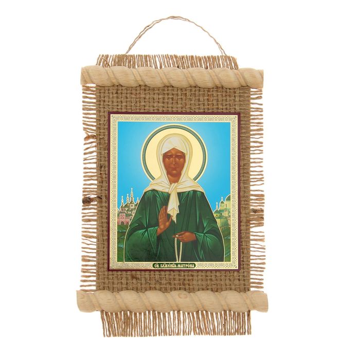 Икона на мешковине "Блаженная Матрона " средняя