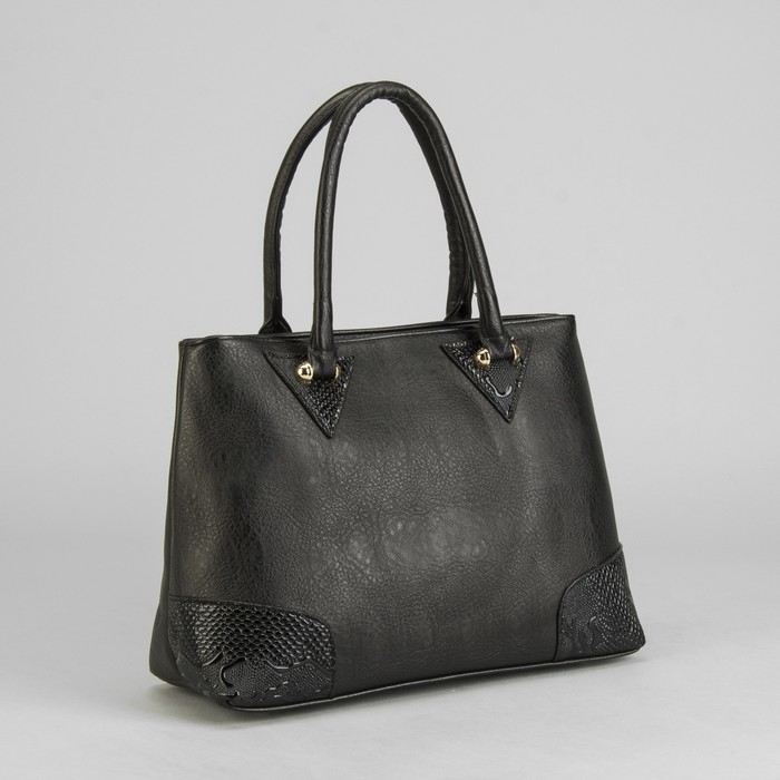 Сумка женская на молнии, 1 отдел с перегородкой, наружный карман, цвет чёрный