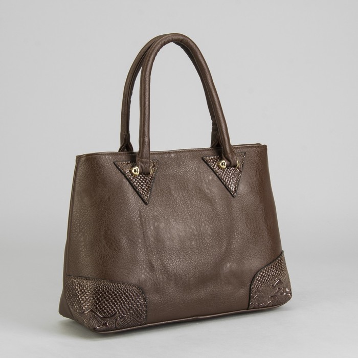 Сумка женская на молнии, 1 отдел с перегородкой, наружный карман, цвет коричневый