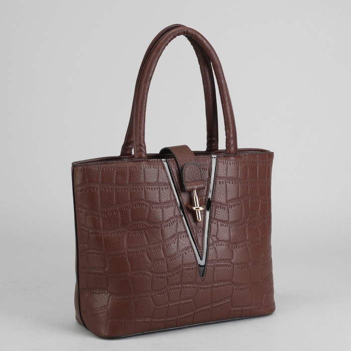 Сумка женская на молнии, 1 отдел с перегородкой, наружный карман, цвет коричневый