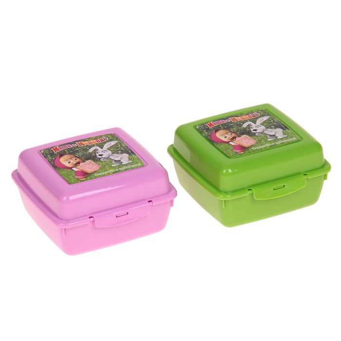 Контейнер для бутербродов с аппликацией «Маша и медведь», цвета МИКС