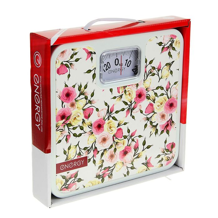 Весы напольные ENERGY ENМ-409B, механические, до 120 кг, "Кустовые розы"