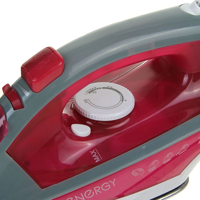 Утюг ENERGY EN-328, 2000 Вт, стальная подошва, самоочистка, бордовый