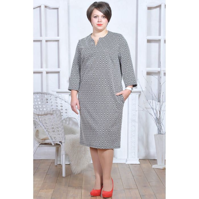 Платье женское 5453, размер 50, рост 164 см, цвет черно-белый