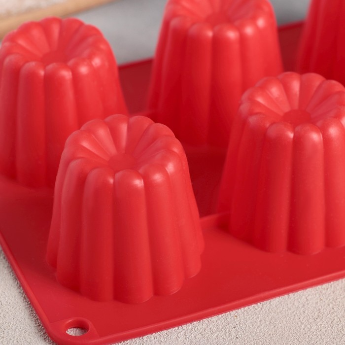 Форма для выпечки, 6 ячеек, 20х14х5 см "Пудинг", цвета МИКС