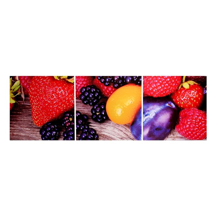 Модульная картина на подрамнике "Фруктовое ассорти", 3 шт. — 50×50 см, 50×150 см