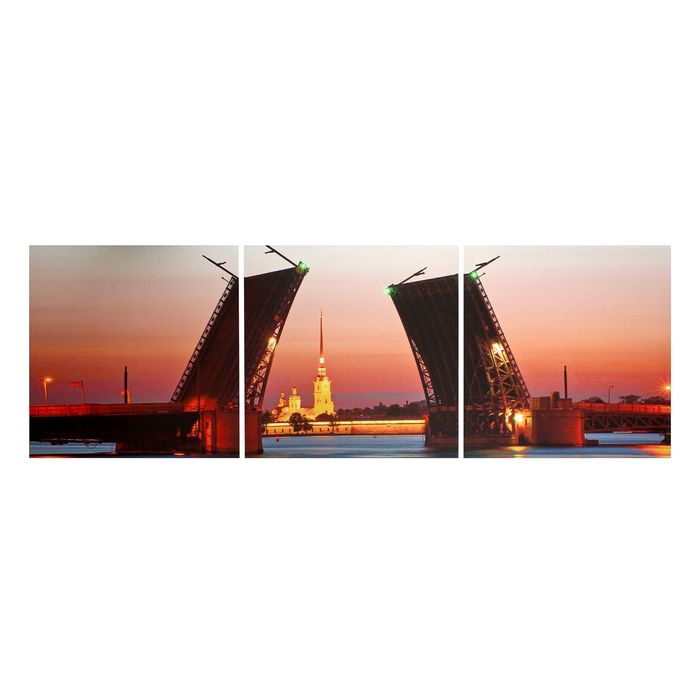 Модульная картина на подрамнике "Мост", 3 шт. — 50×50 см, 50×150 см