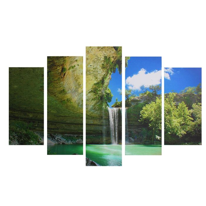 Модульная картина на подрамнике "Уголок в раю", 2 — 25×52, 2 — 25×67, 1 — 25×80, 80×125 см