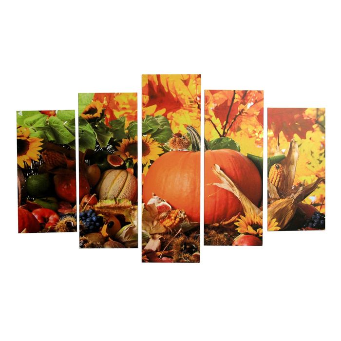 Модульная картина на подрамнике "Осенний натюрморт", 2 — 25×52, 2 — 25×67, 1 — 25×80, 80×125 см
