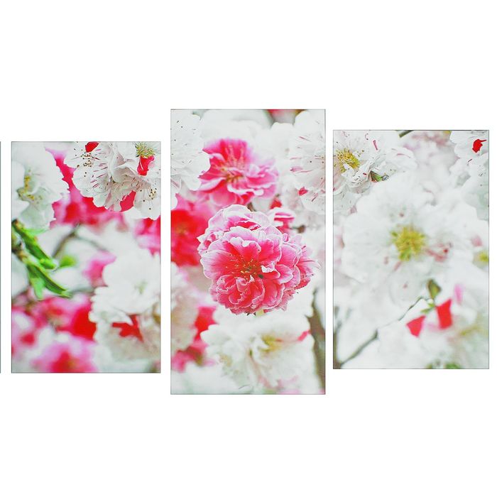 Модульная картина на подрамнике "Яблоня в цвету", 2 шт. — 33×50, 1 шт. — 33×60 см, 100×60 см