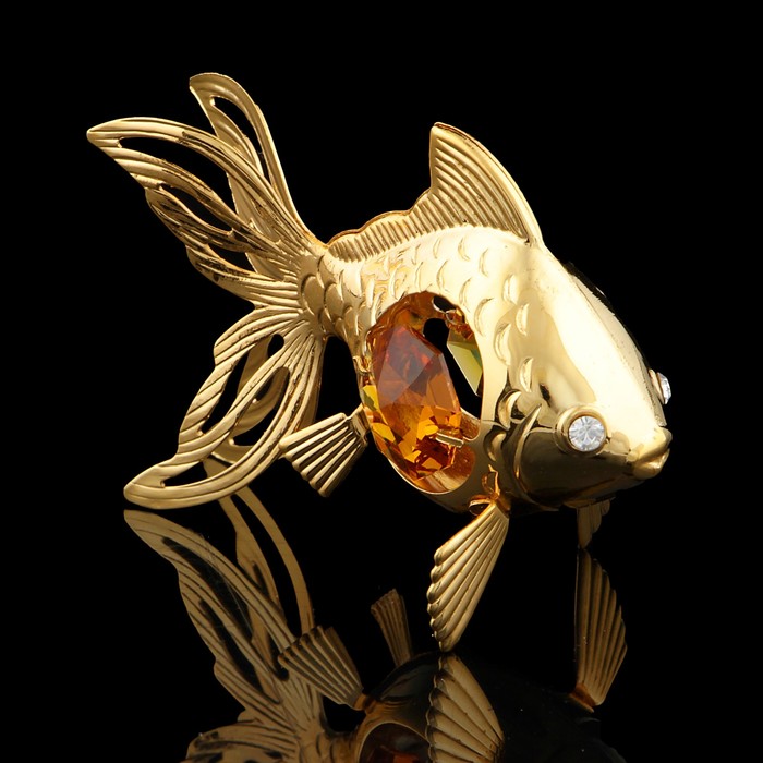 Сувенир «Золотая рыбка», 6×3×4,5 см, с кристаллами Сваровски