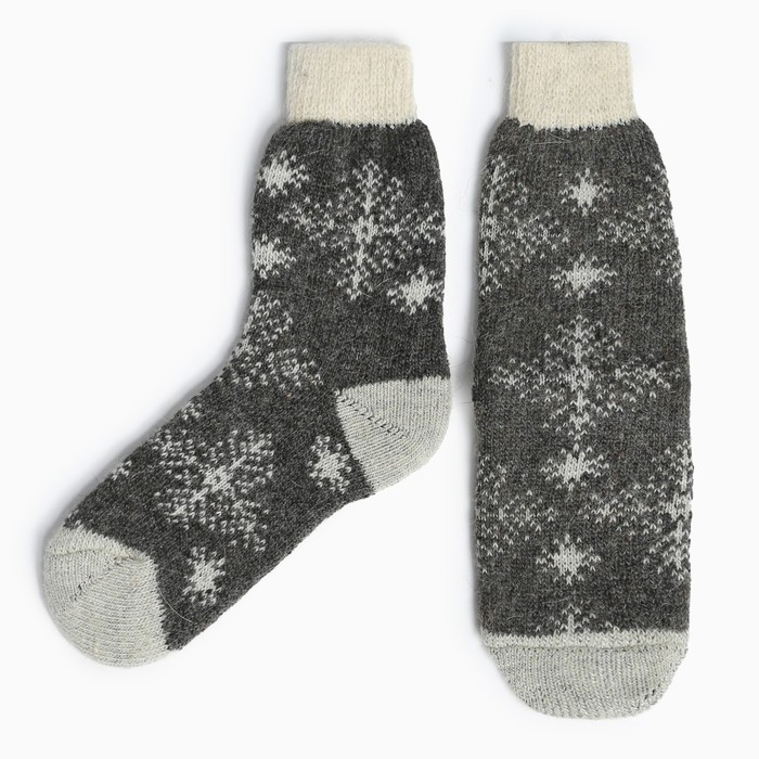 Носки женские шерстяные «Снежинка ажурная», цвет серый, размер 25 носки женские шерстяные снежинка белая