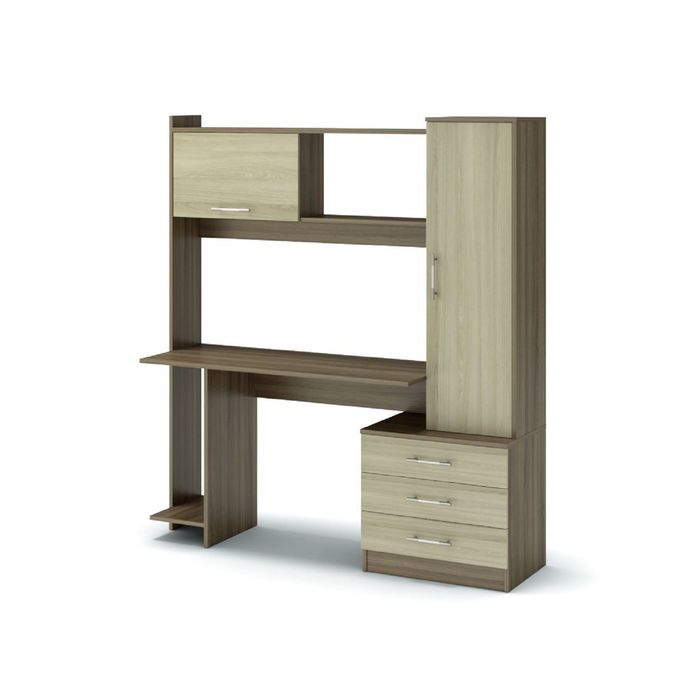 Стол компьютерный "Рубин" 1521х500х1700 ясень шимо темный/ясень шимо светлый