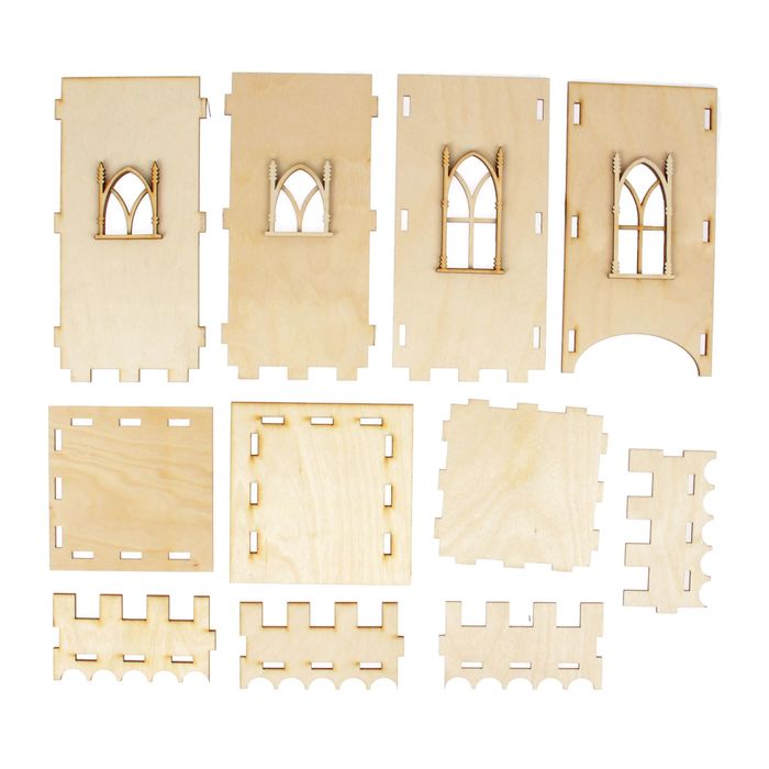 Чайный домик из фанеры "Крепость" высота 20 см (набор 15 деталей)