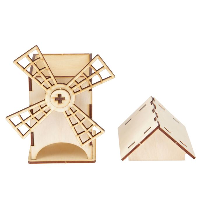 Чайный домик из фанеры "Мельница" высота 17 см (набор 13 деталей)