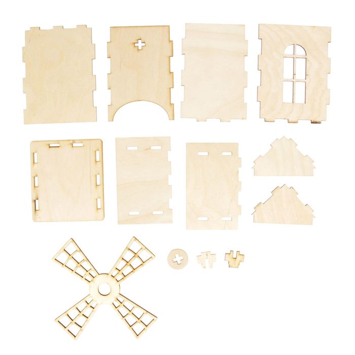 Чайный домик из фанеры "Мельница" высота 17 см (набор 13 деталей)