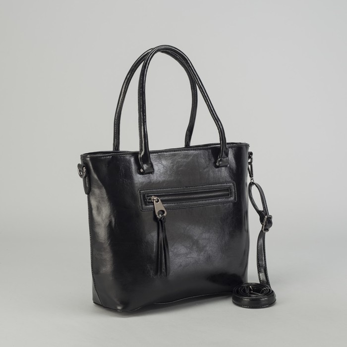 Сумка женская на молнии, 1 отдел с перегородкой, 2 наружных кармана, цвет чёрный