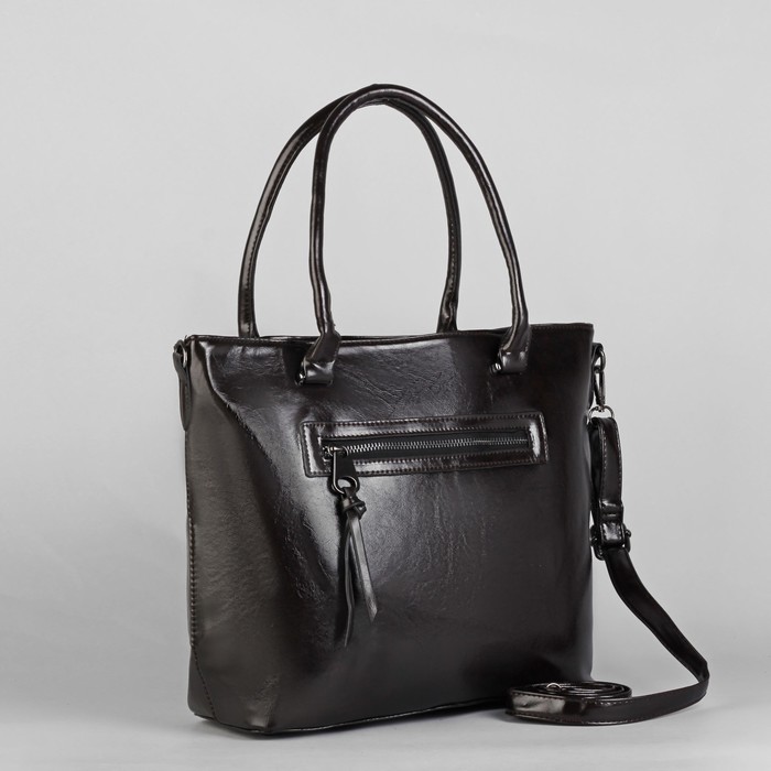 Сумка женская на молнии, 1 отдел с перегородкой, 2 наружных кармана, цвет коричневый