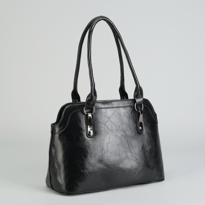 Сумка женская на молнии, 1 отдел с перегородкой, 2 наружных кармана, цвет чёрный