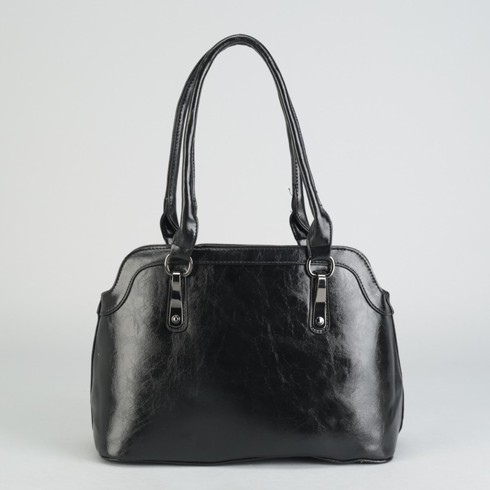 Сумка женская на молнии, 1 отдел с перегородкой, 2 наружных кармана, цвет чёрный