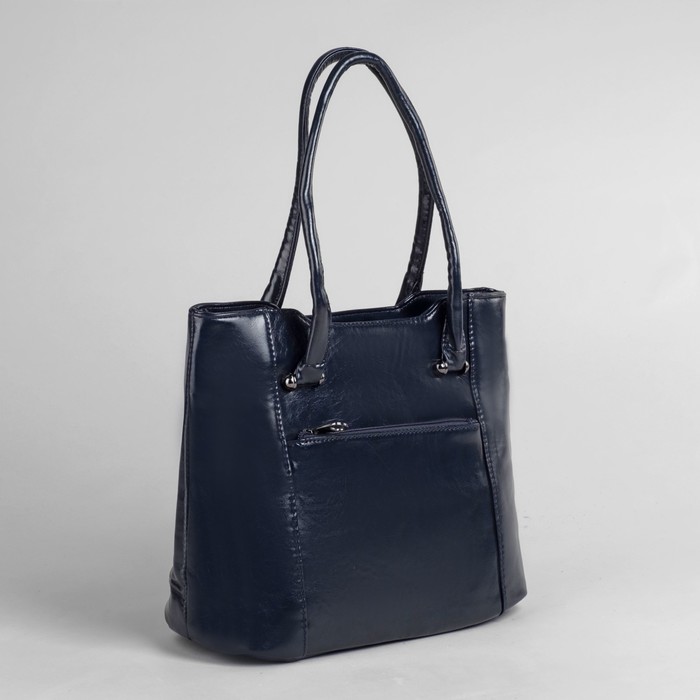 Сумка женская на молнии, 2 отдела на молниях, 2 наружных кармана, цвет синий