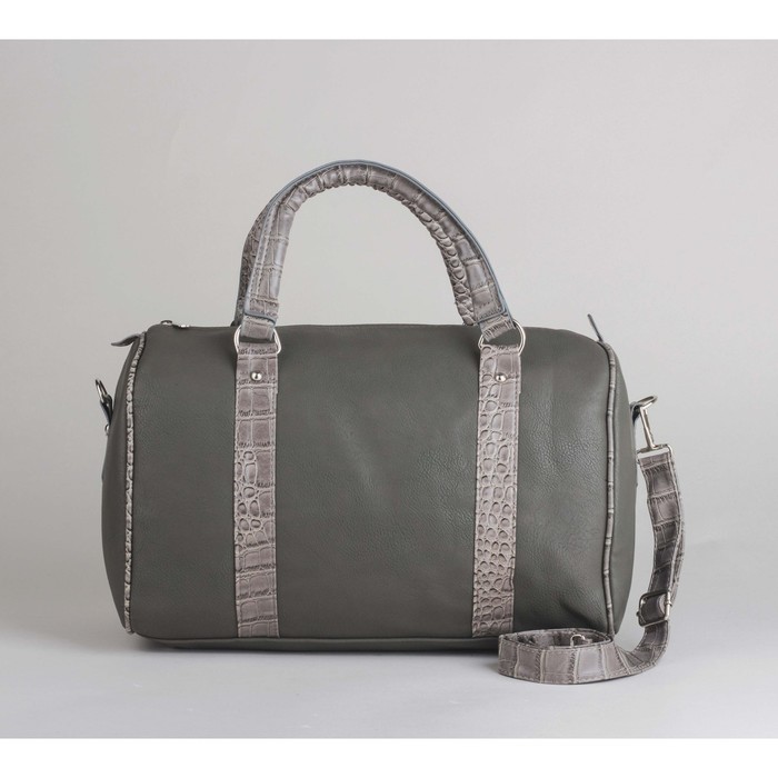 Сумка женская на молнии, 1 отдел, длинный ремень, цвет серый