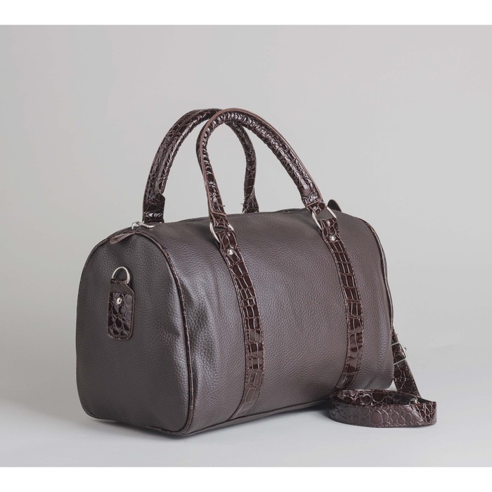 Сумка женская на молнии, 1 отдел, длинный ремень, цвет коричневый