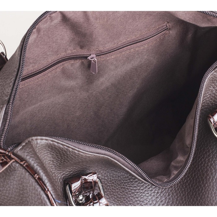 Сумка женская на молнии, 1 отдел, длинный ремень, цвет коричневый