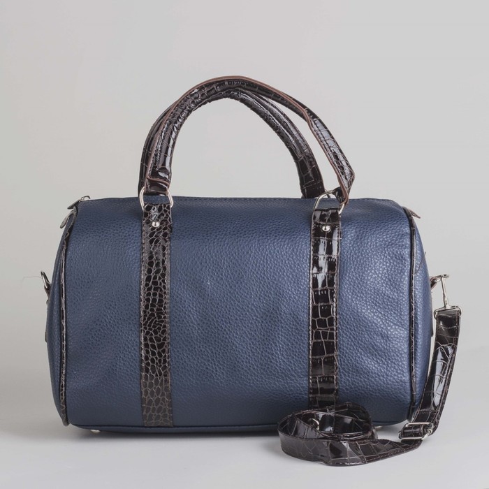 Сумка женская на молнии, 1 отдел, длинный ремень, цвет синий/чёрный