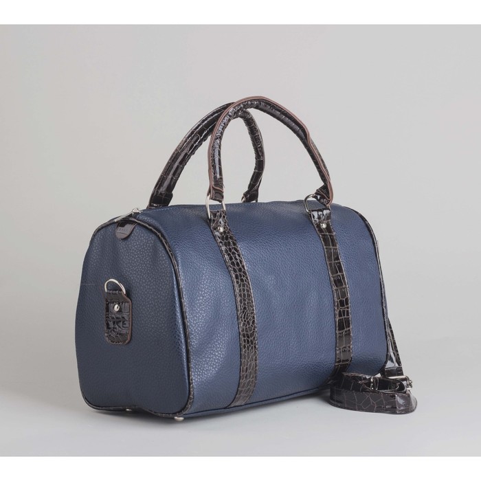 Сумка женская на молнии, 1 отдел, длинный ремень, цвет синий/чёрный