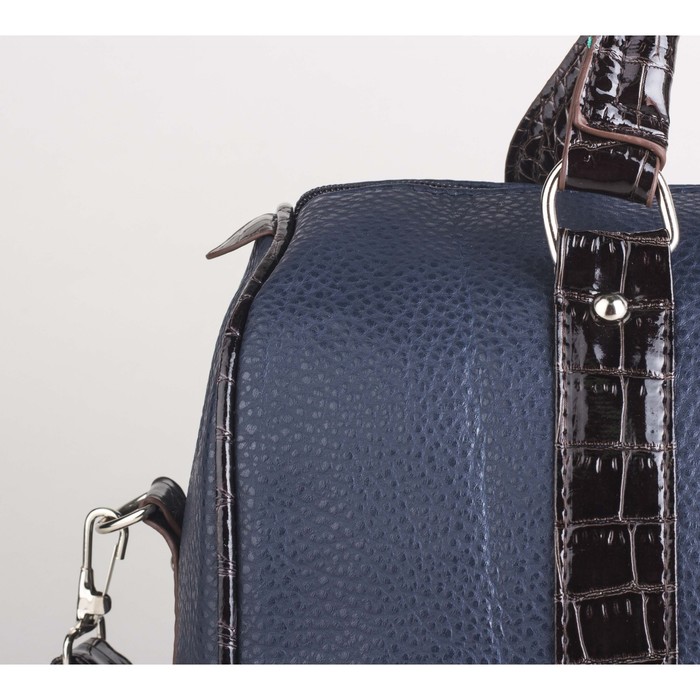 Сумка женская на молнии, 1 отдел, длинный ремень, цвет синий/чёрный