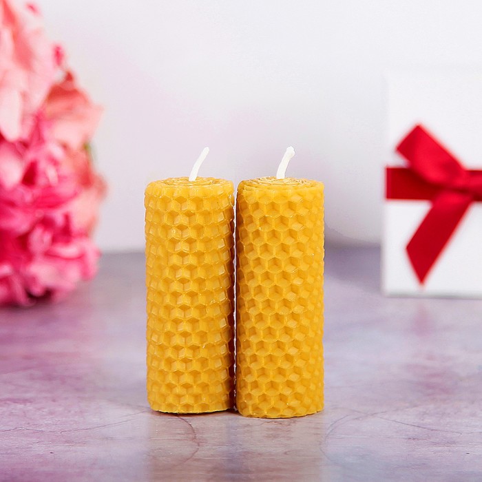 Свеча из вощины 8 см, 2 шт с прополисом