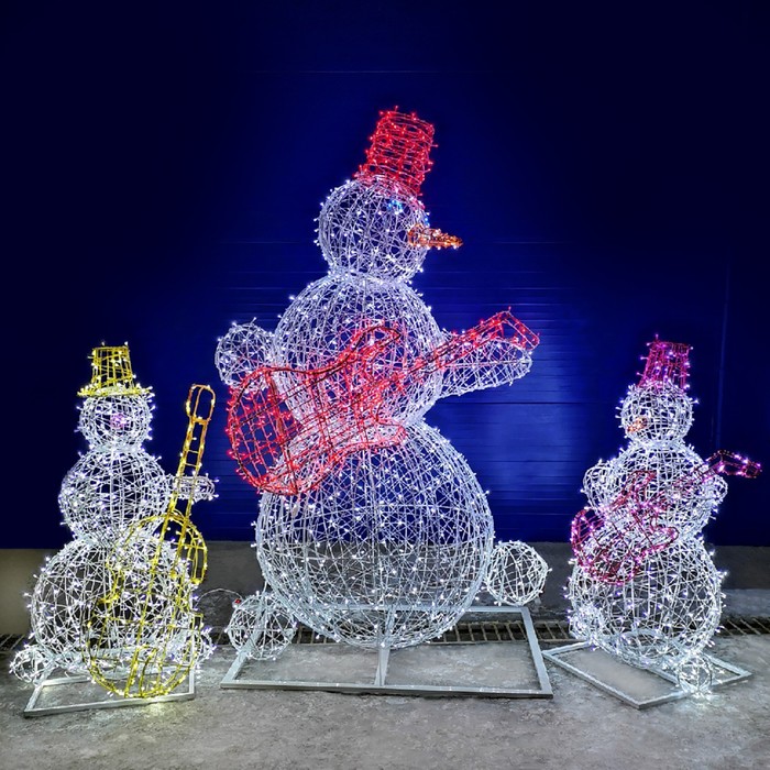 Светодиодная фигура «Снеговик-музыкант», 110 × 150 × 80 см, 100 Вт, 220 В светодиодная фигура ажурный снеговик 80 × 100 × 50 см 40 вт 220 в