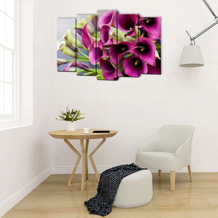 Картина модульная на подрамнике "Цветы цвета бордо" 125*80 см