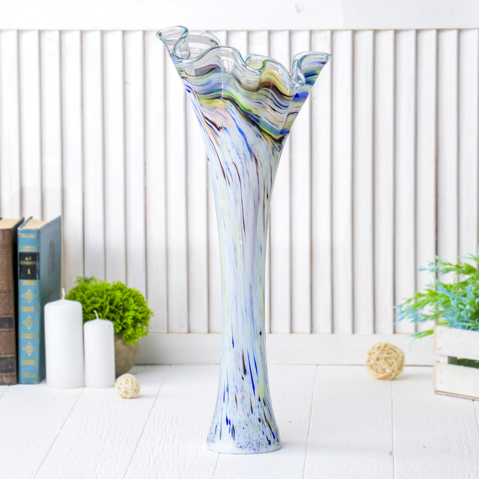 Ваза "Серпантин" цветные разводы, большая 20х47 см