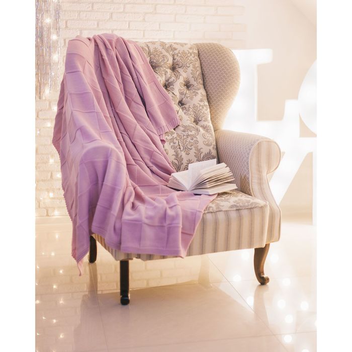 Вязаный плед "Этель" размер 130х180, цвет лиловый