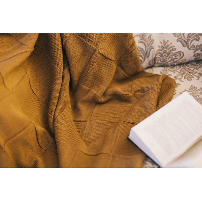 Вязаный плед "Этель" размер 130х180, цвет коричневый