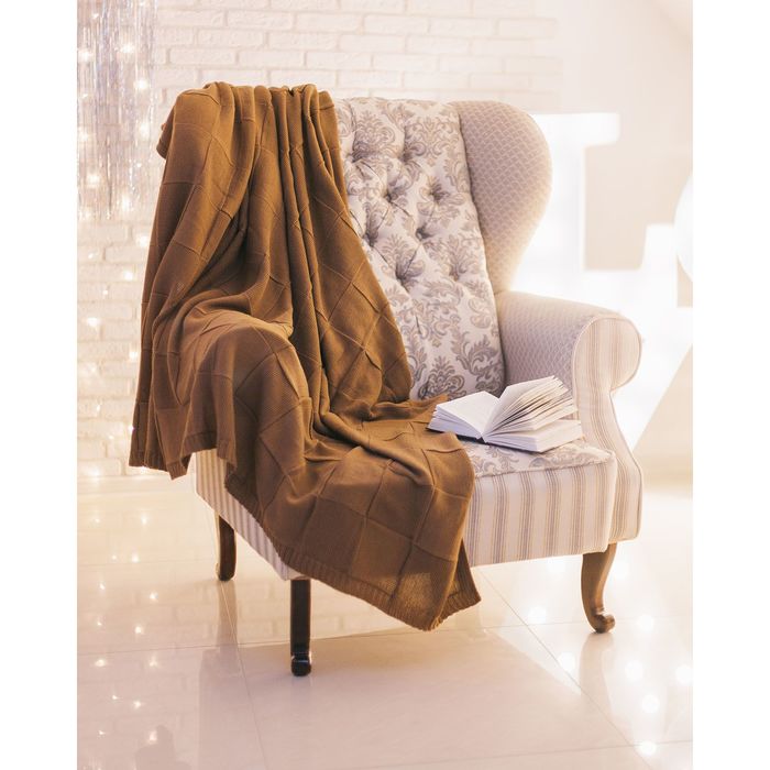 Вязаный плед "Этель" размер 130х180, цвет коричневый