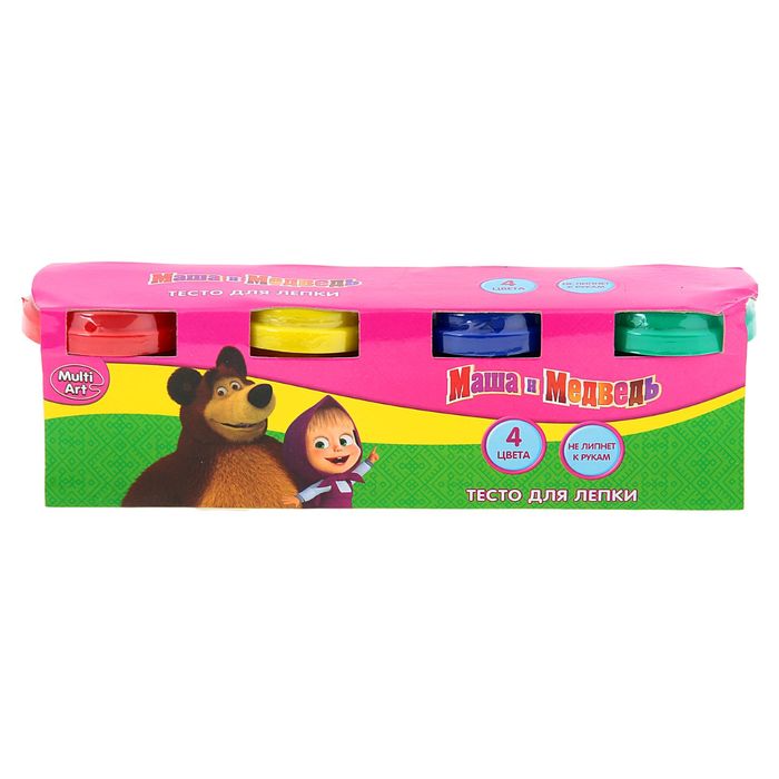 Набор теста для лепки "Маша и Медведь", 4 цвета по 50 г + формочки
