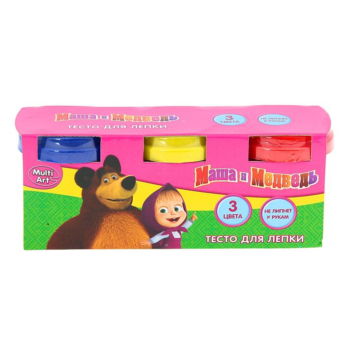 Набор теста для лепки "Маша и Медведь", 3 цвета по 50 г + формочки