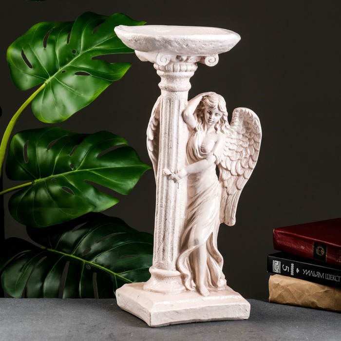 Фигура "Ангел девушка у колонны" / состаренный 18 × 22,5 × 45см