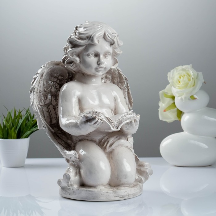 Фигура "Ангел с книгой" большой состаренный 20 × 27 × 40 см