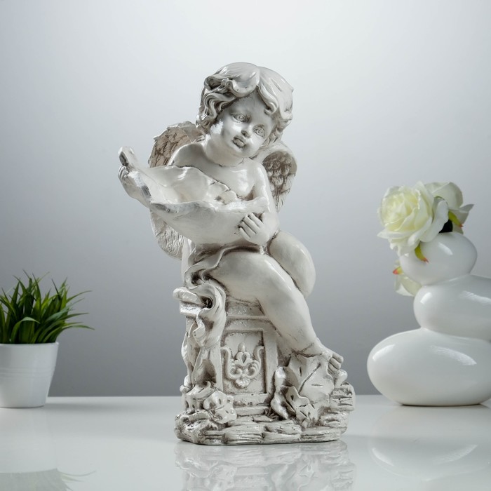 Фигура "Ангел с листком" состаренный 18 × 20 × 40 см
