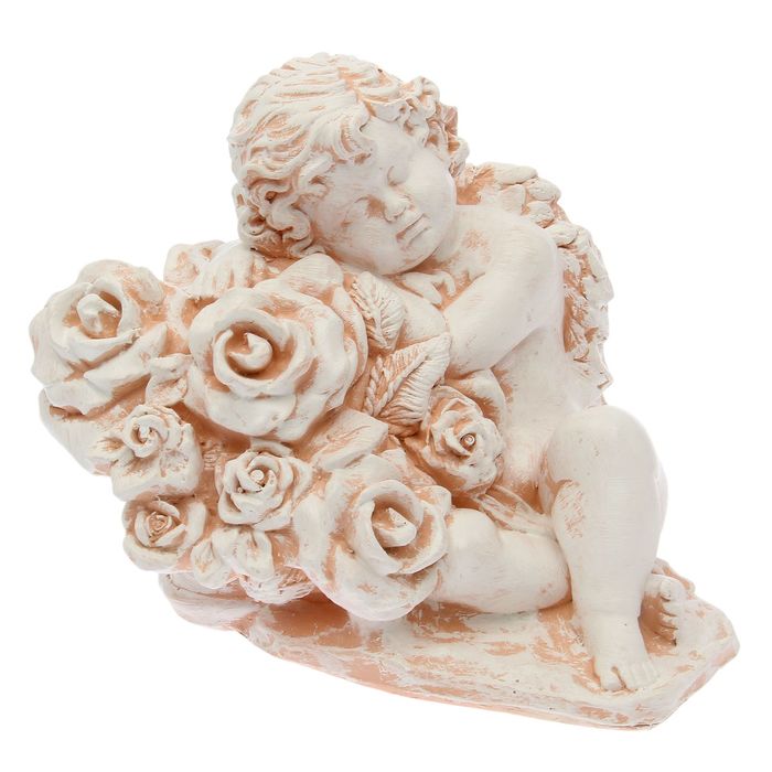 Статуэтка "Ангел с розами" большой бежевый 20 × 30 × 26 см