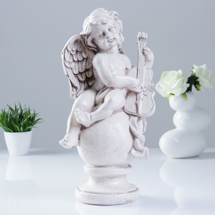 Фигура "Ангел со скрипкой" состаренный 18 × 25 × 50 см