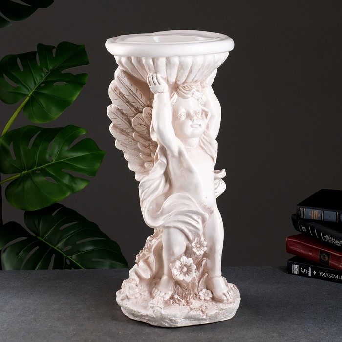 Фигурное кашпо "Ангел с чашей" состаренный 55см