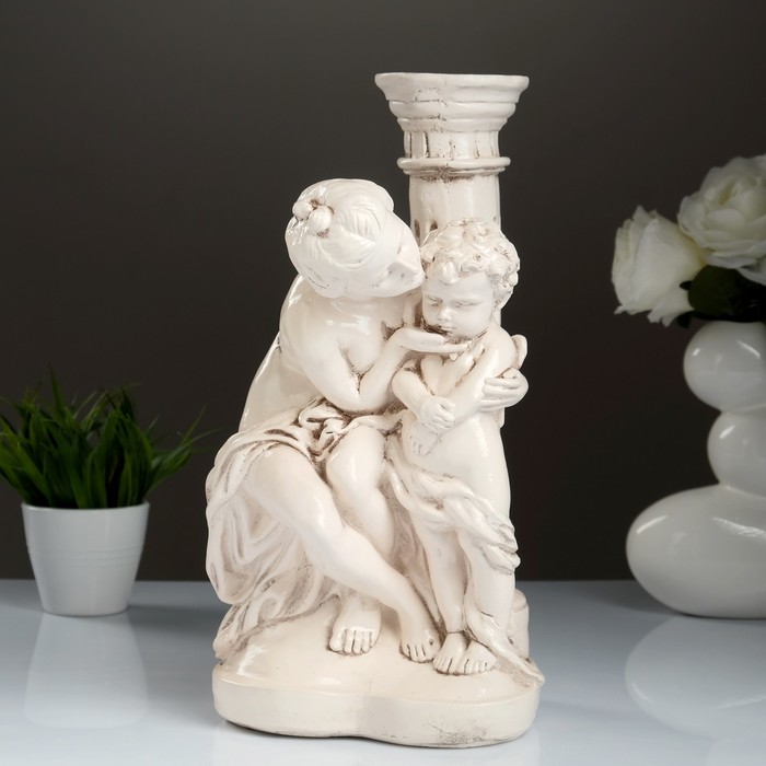 Фигура "Девушка с Ангелом" состаренный 18 × 19 × 36