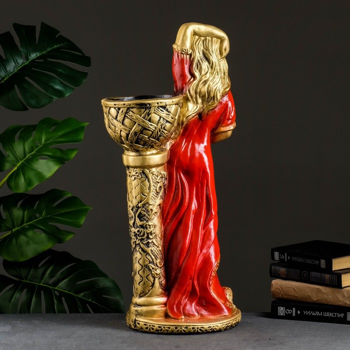 Фигурное кашпо "Девушка у колонны", бронза цвет красный 64см
