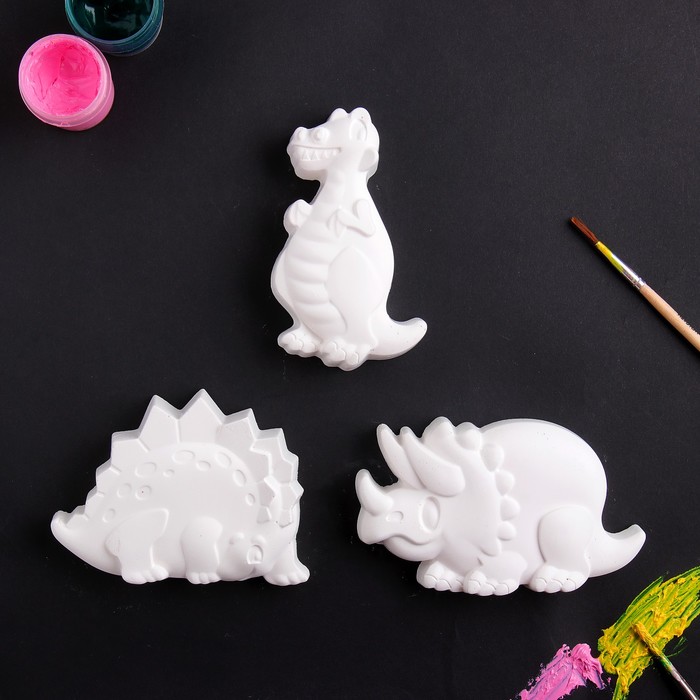 Статуэтка-раскраска "Динозаврики" набор 3 шт.